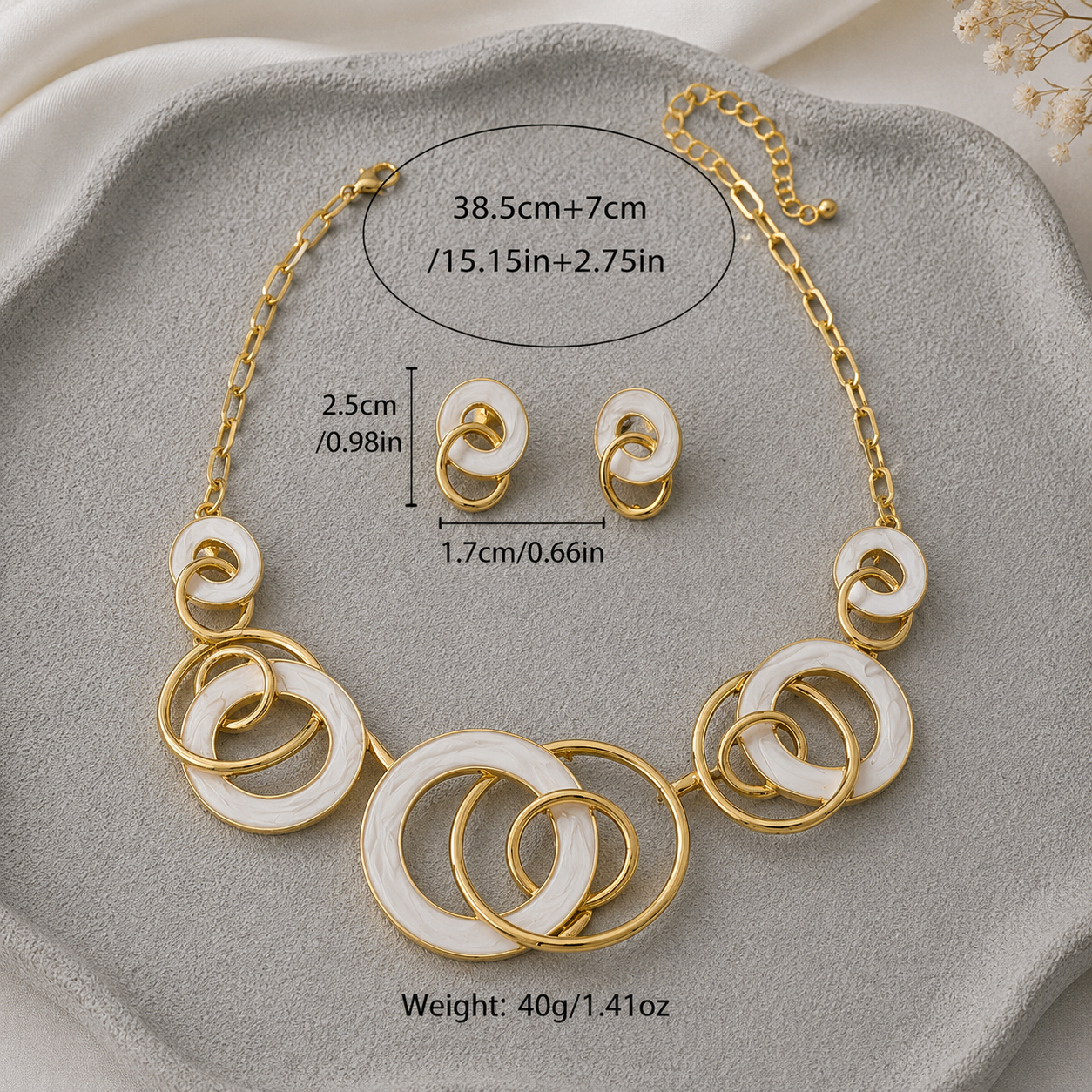 Ivory Halo Statement Necklace Set