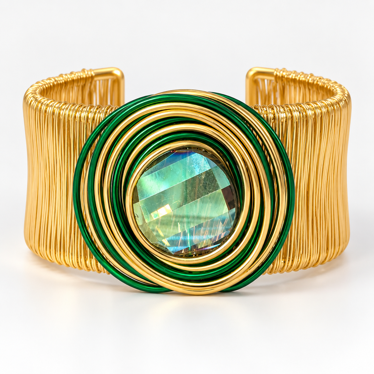 Green Gem Wired Bracelet