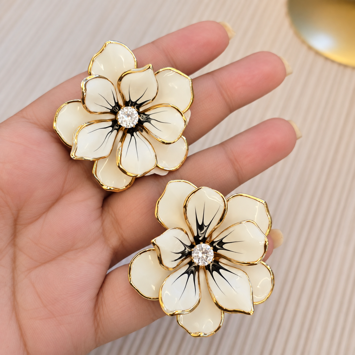 Ivory Floral Bloom Stud Earrings