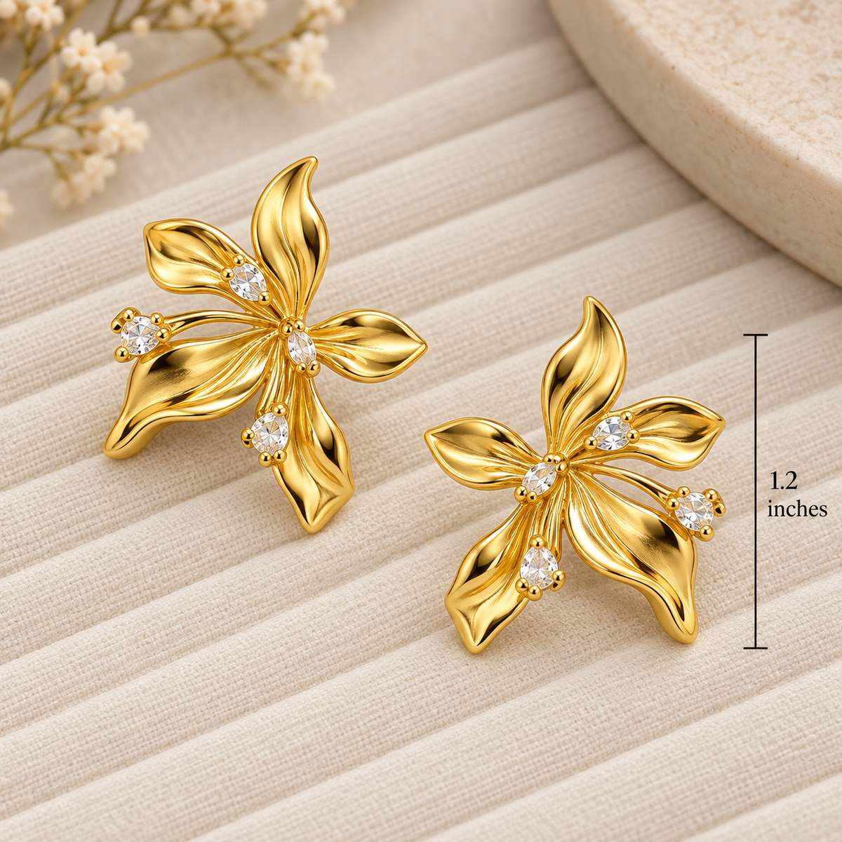 Gold Flower Stud Earrings