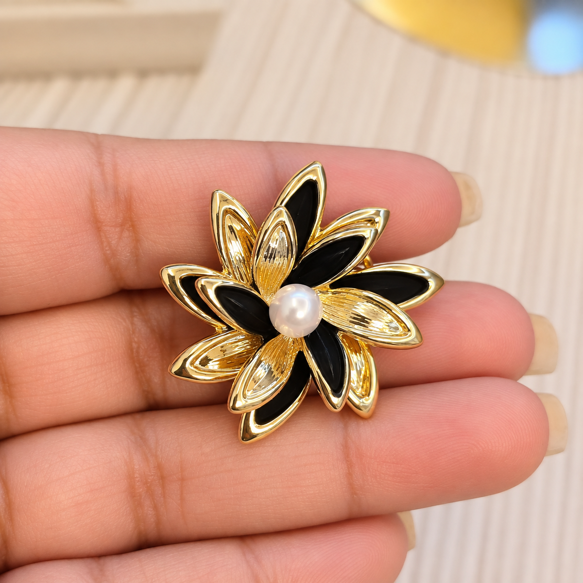 Black & Gold Stud Earrings
