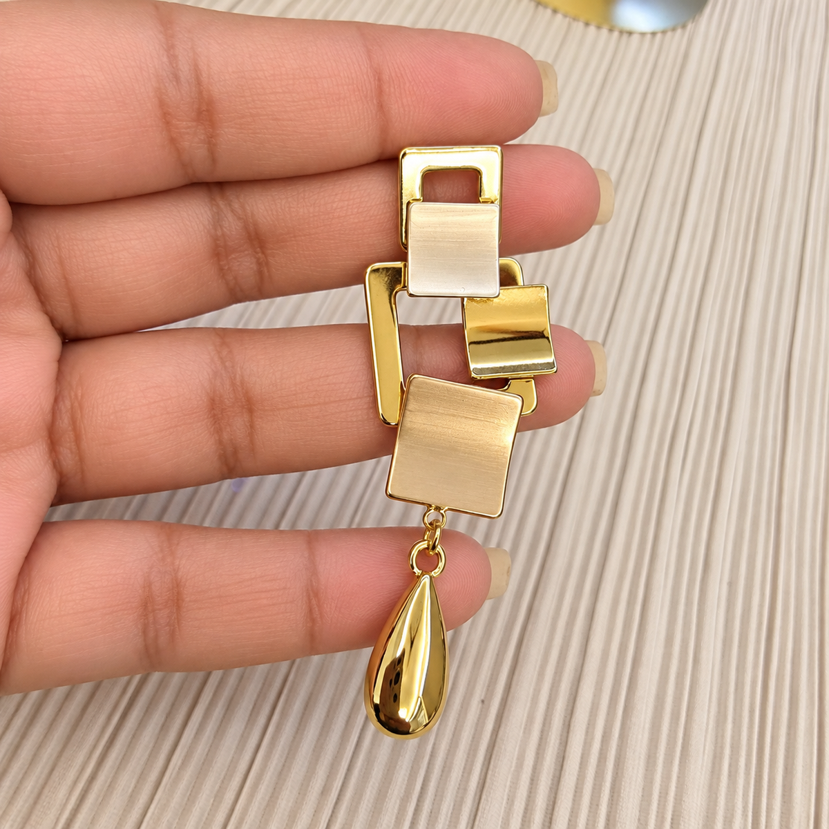Luxe Geometric Gold Drop Earrings