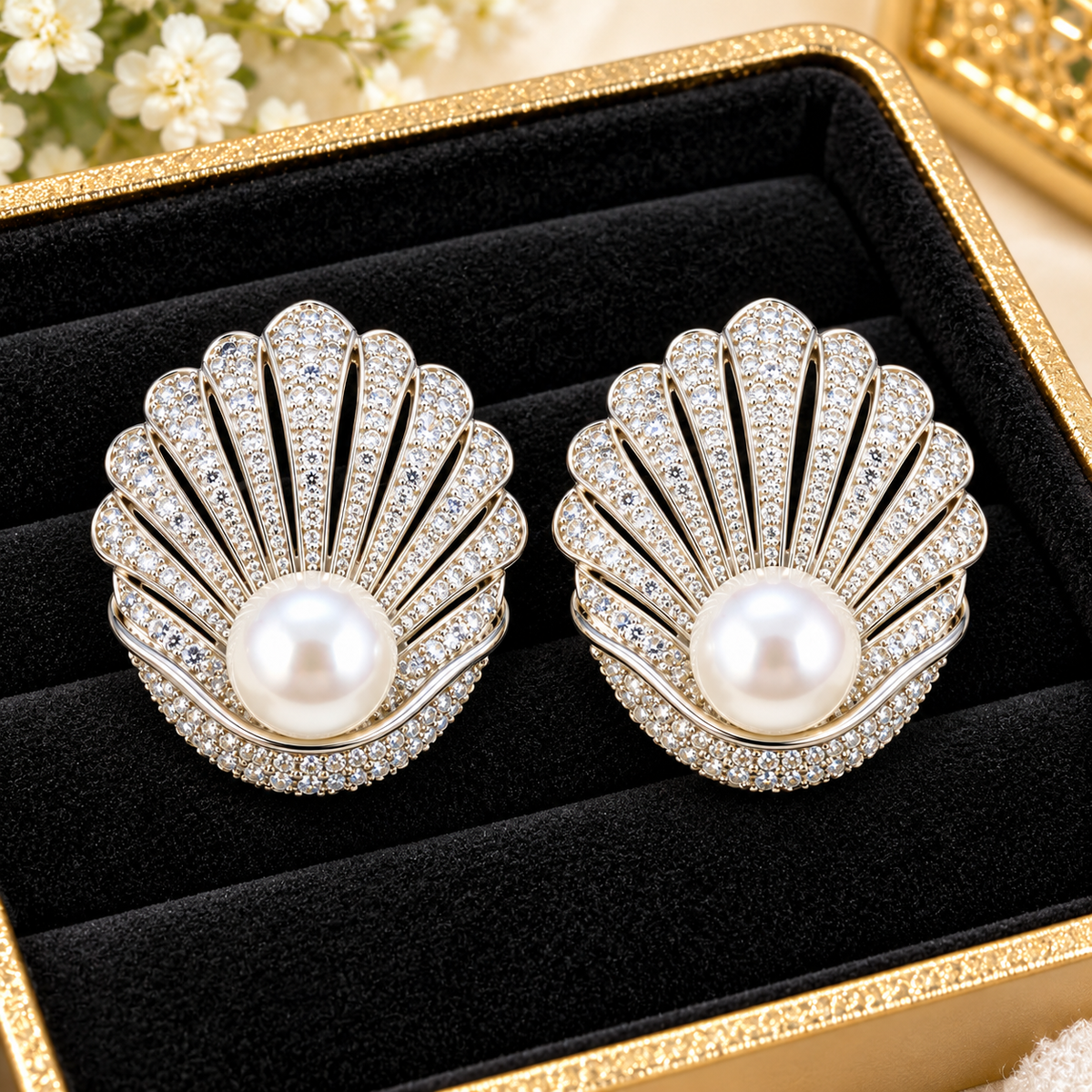 Pearl Shell Glam Earrings
