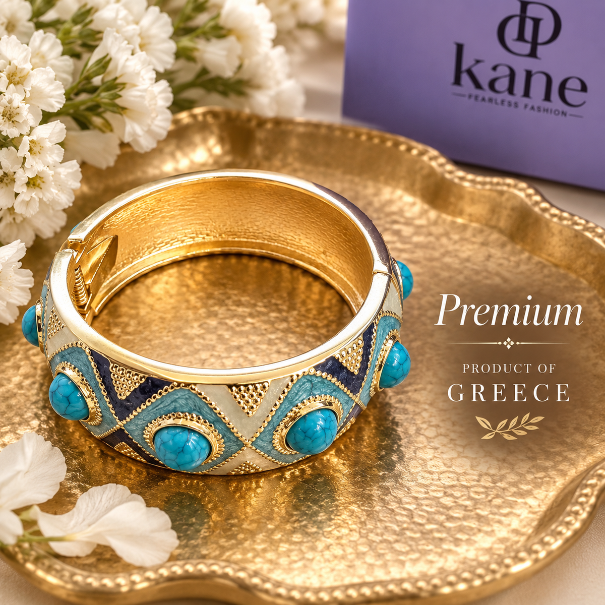 Athena Blue Pearl Statement Bangle