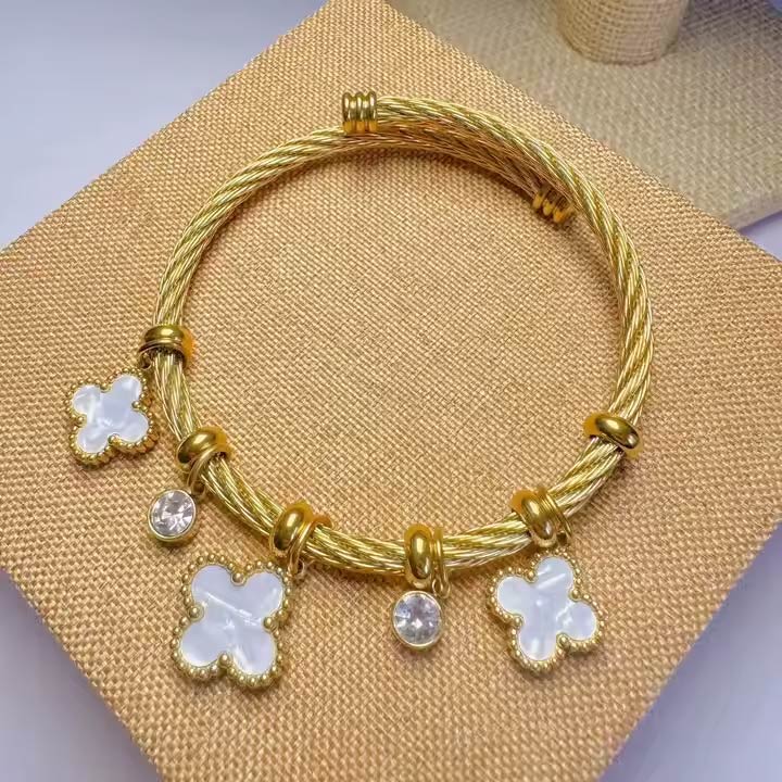 Golden Rope Clover Charm