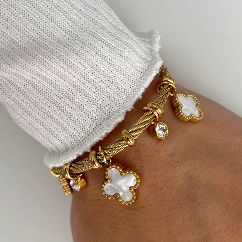 Golden Rope Clover Charm