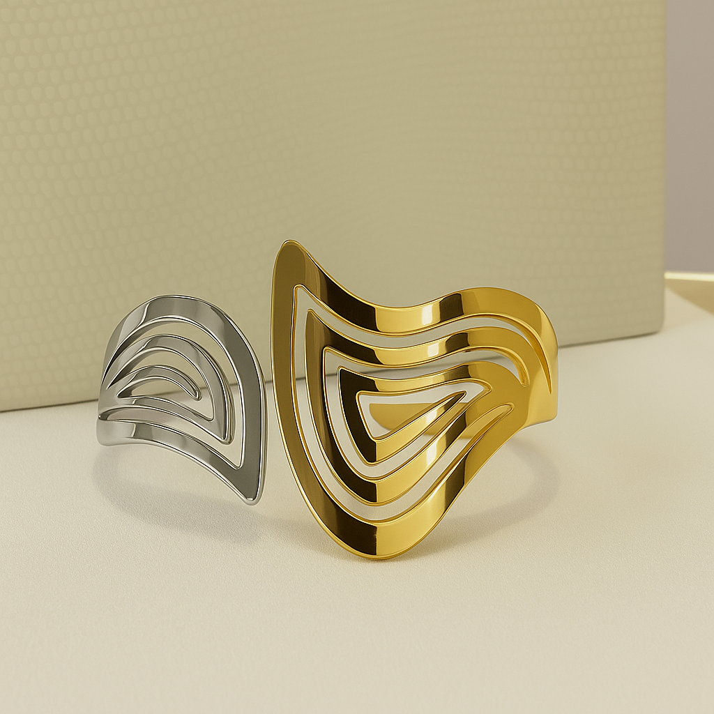 Two-Tone Gold & Silver Cutout Cuff