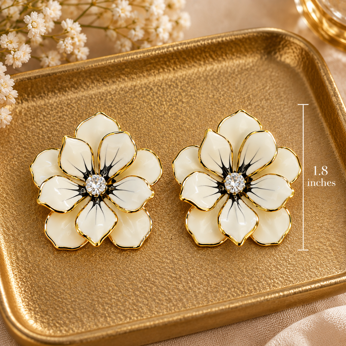 Ivory Floral Bloom Stud Earrings