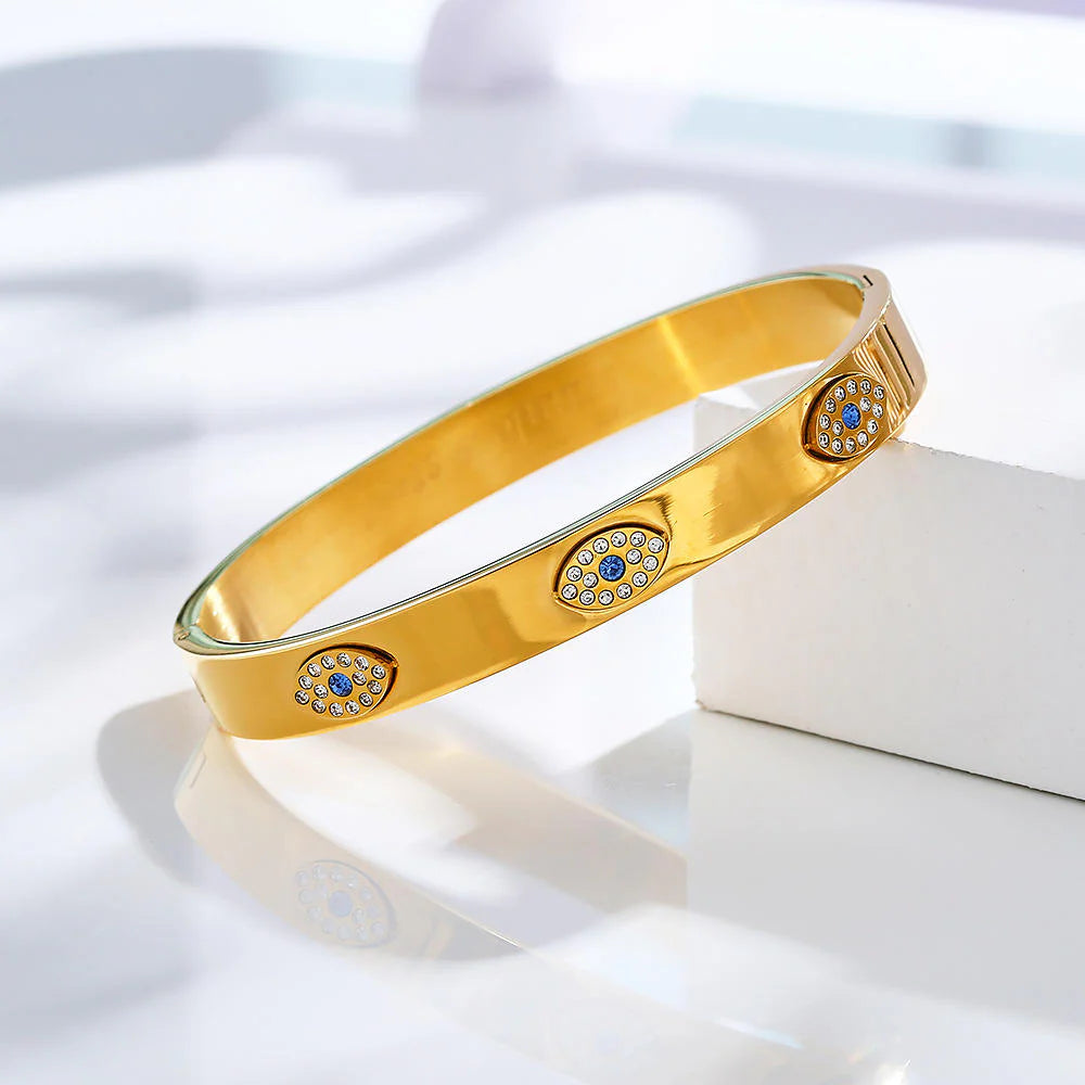 Evil Eye Gold Bangle