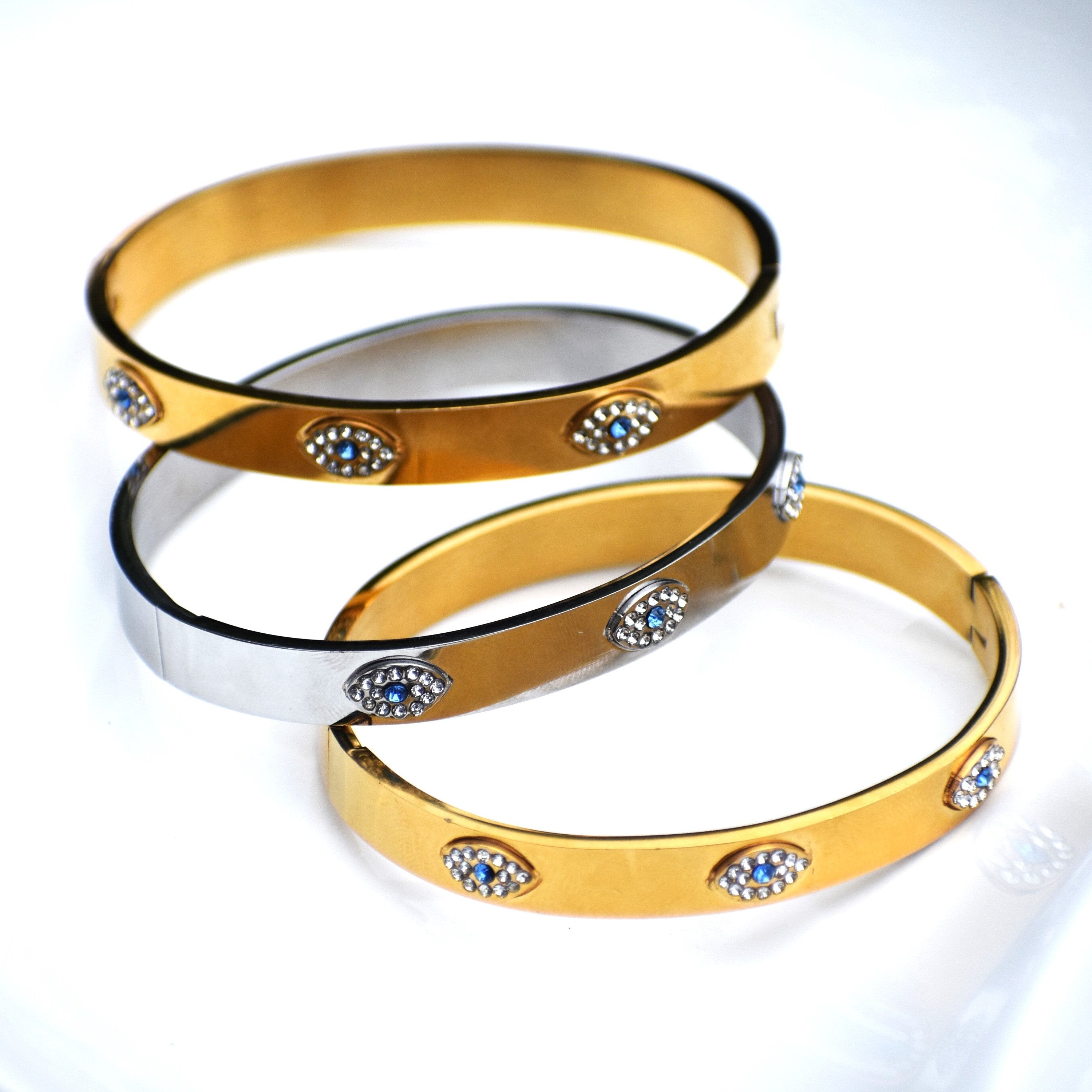 Evil Eye Gold Bangle