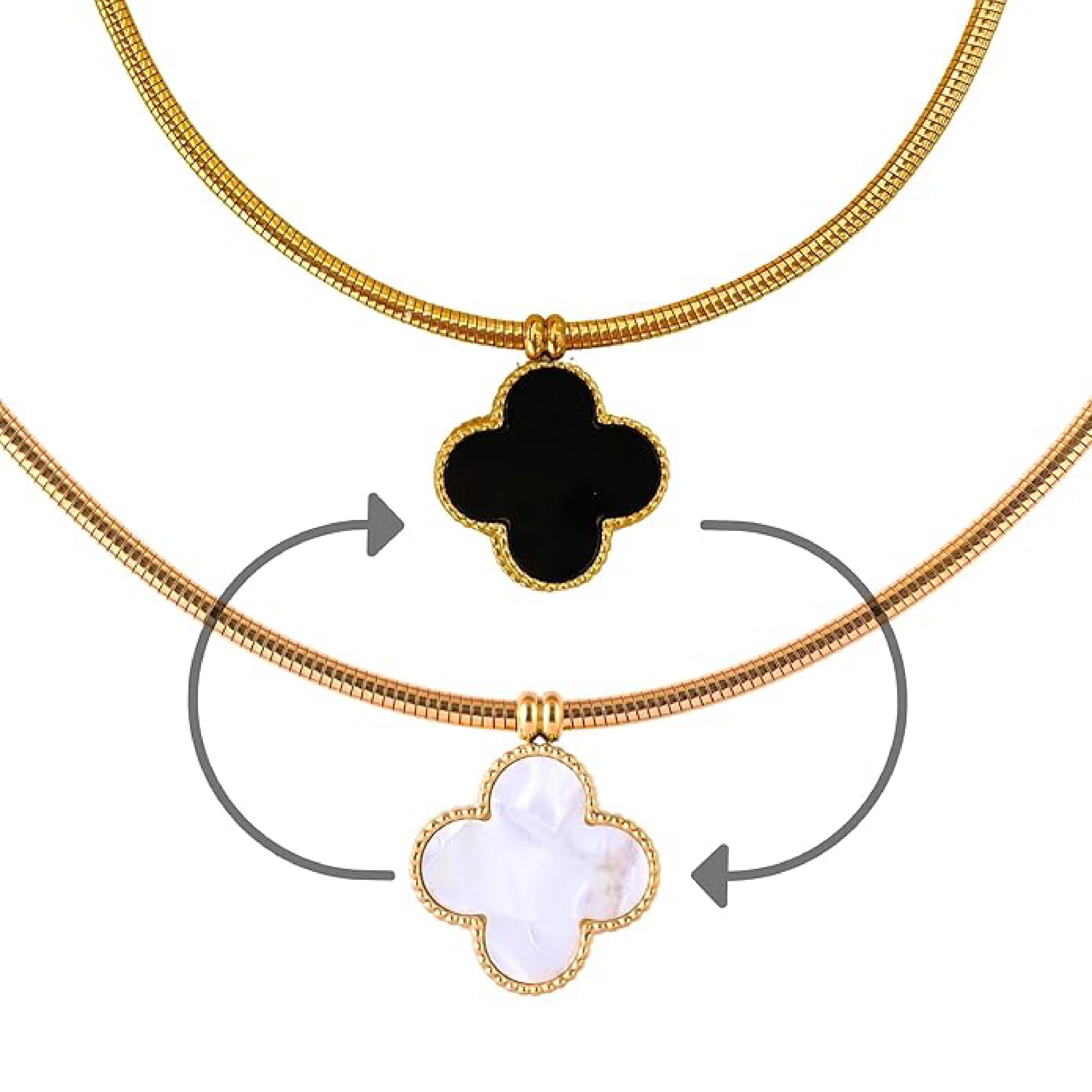 Black & White Clover Choker ( Reversible)
