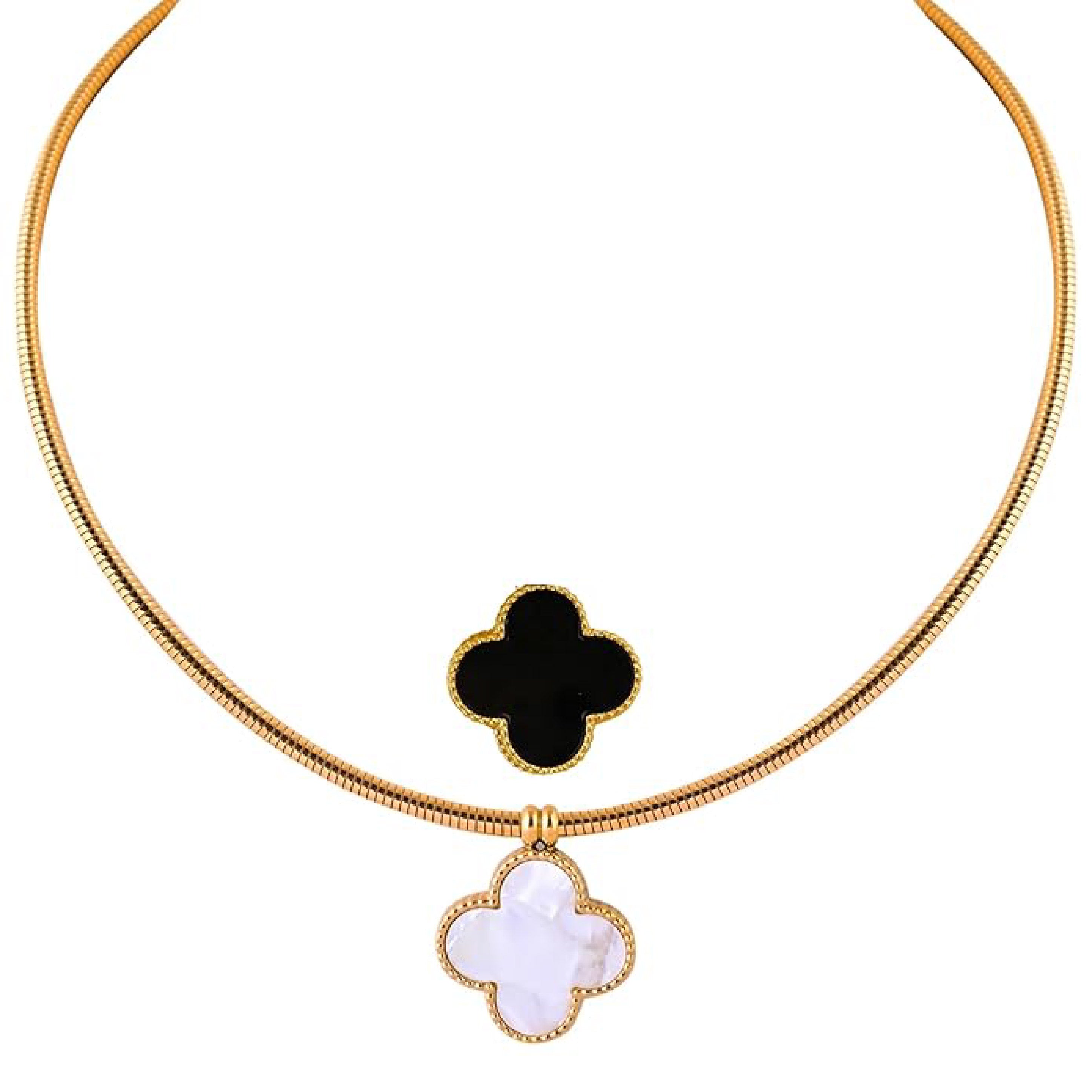 Black & White Clover Choker ( Reversible)