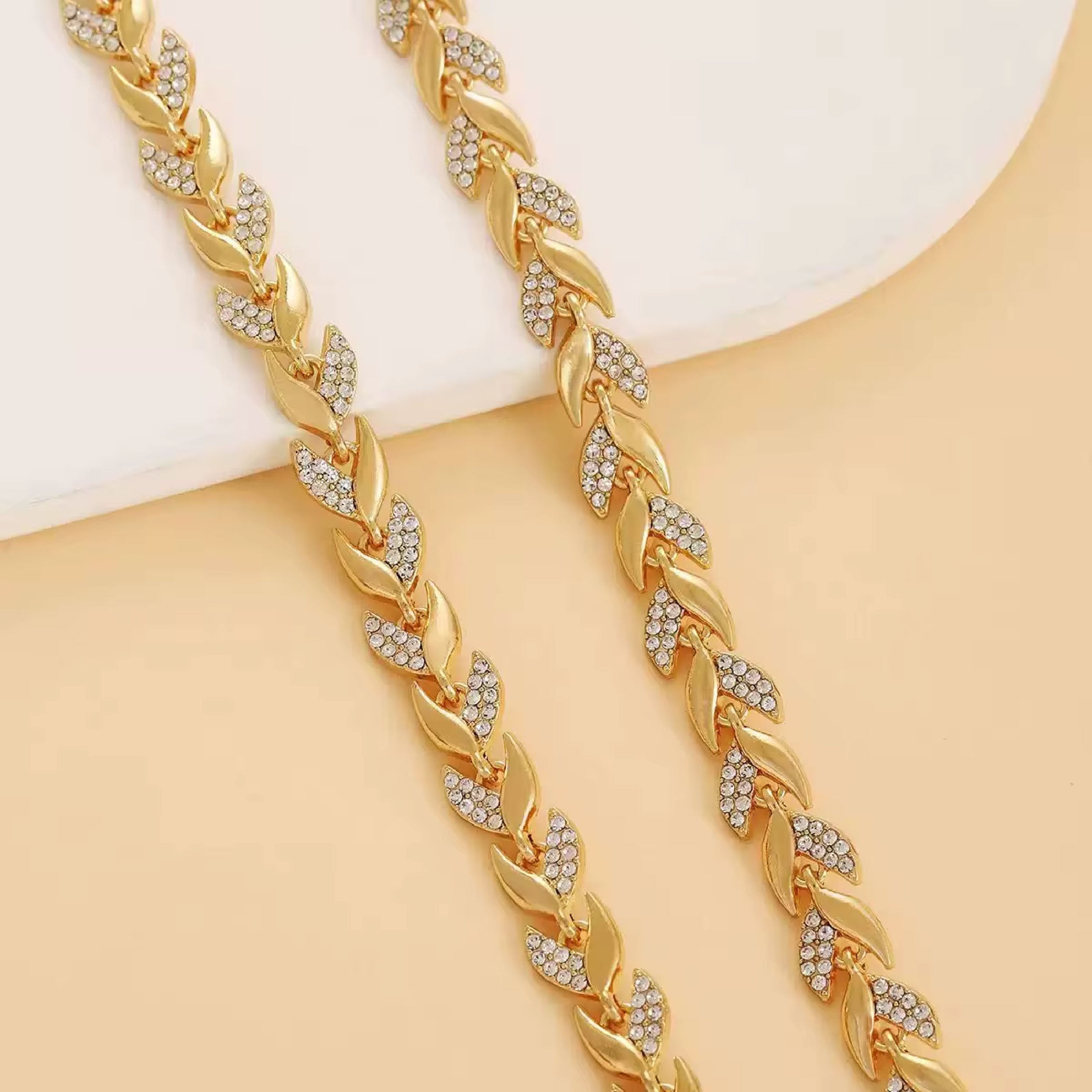 Golden Leaf Luxe Necklace & Bracelet Set