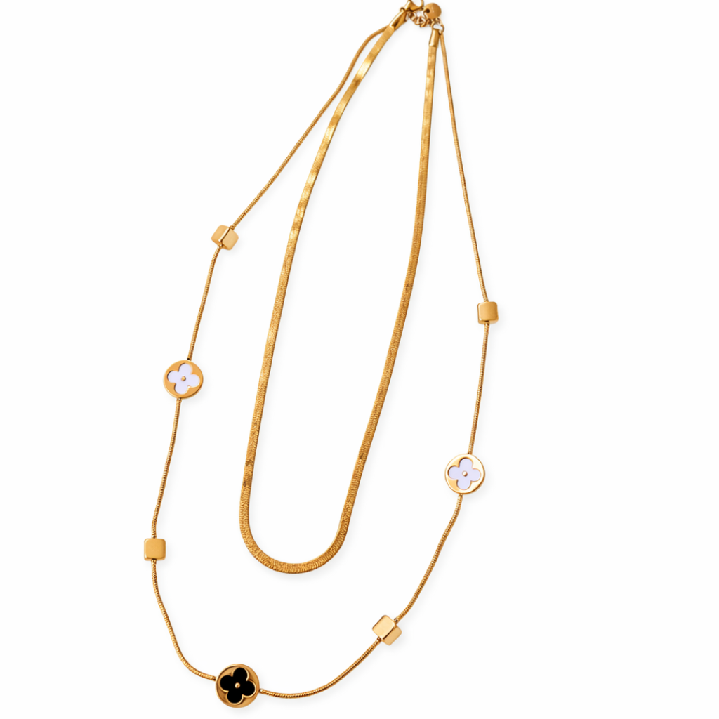 Rose Gold Clover Layered Necklace