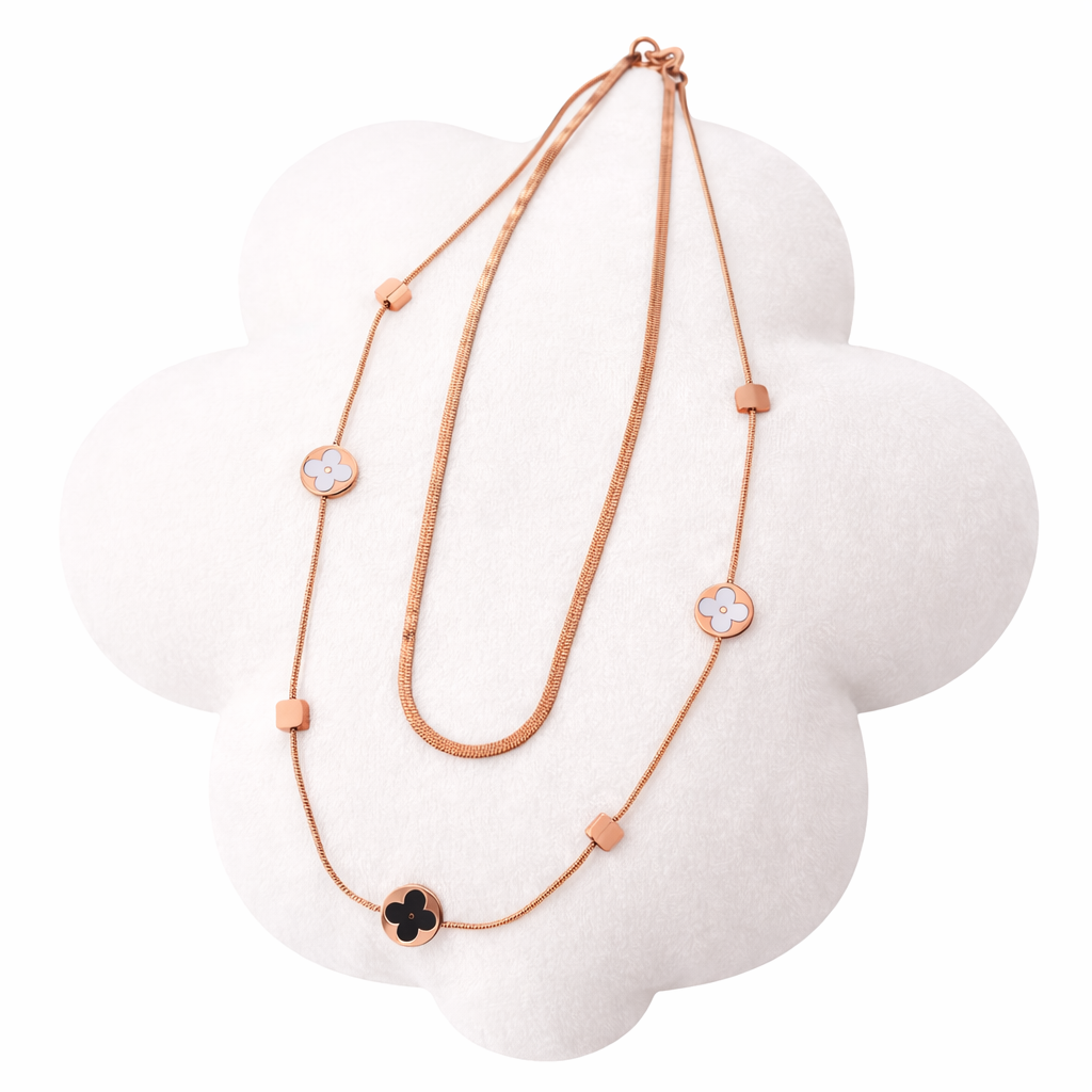Rose Gold Clover Layered Necklace