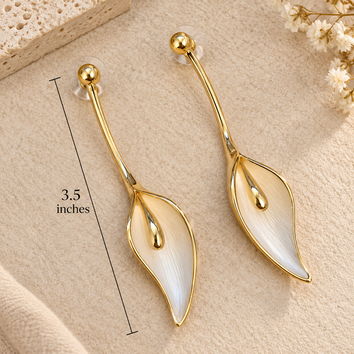 Pearl Leaf Drop Earrings