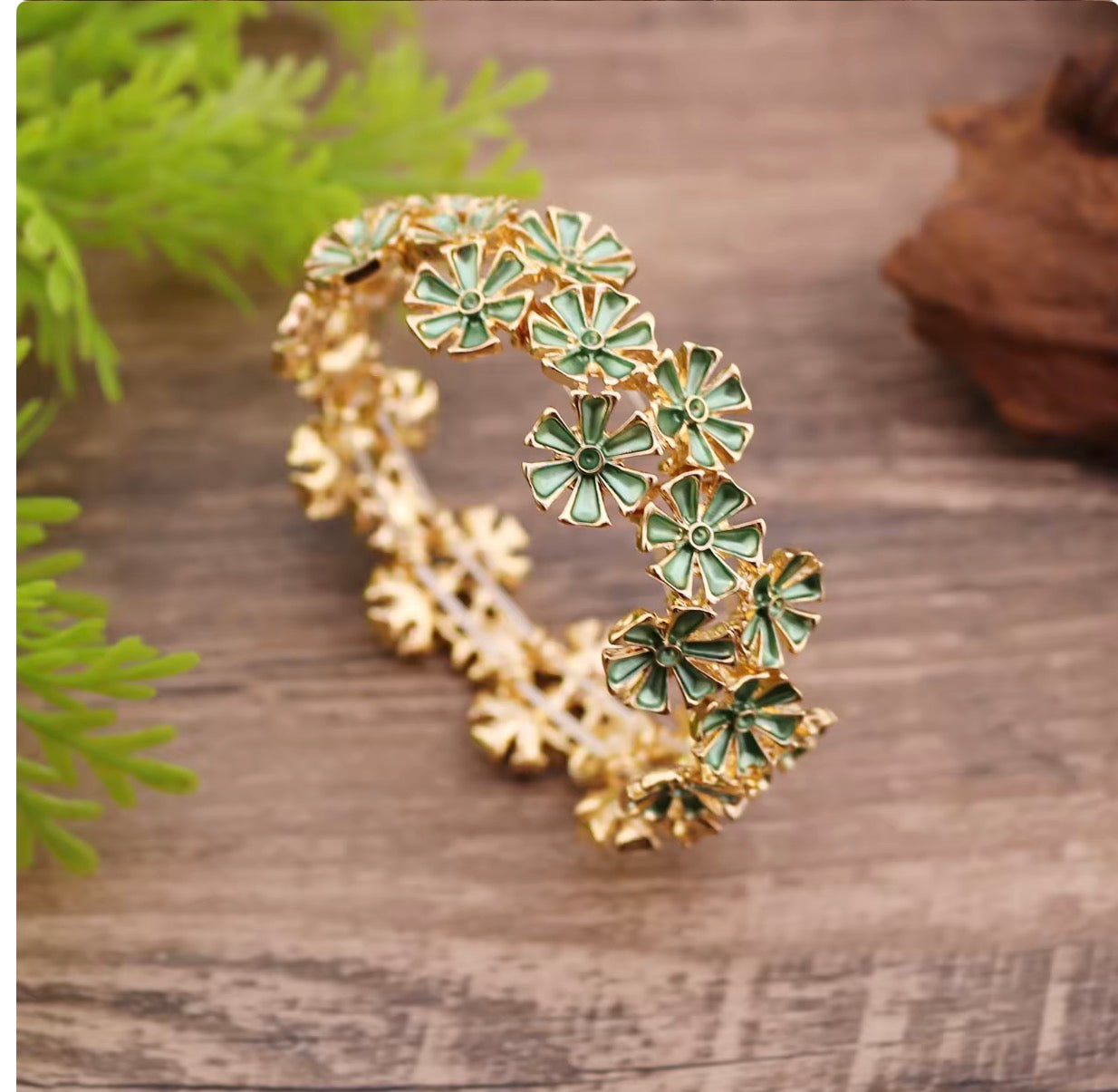 Emerald Bloom Floral Bracelet
