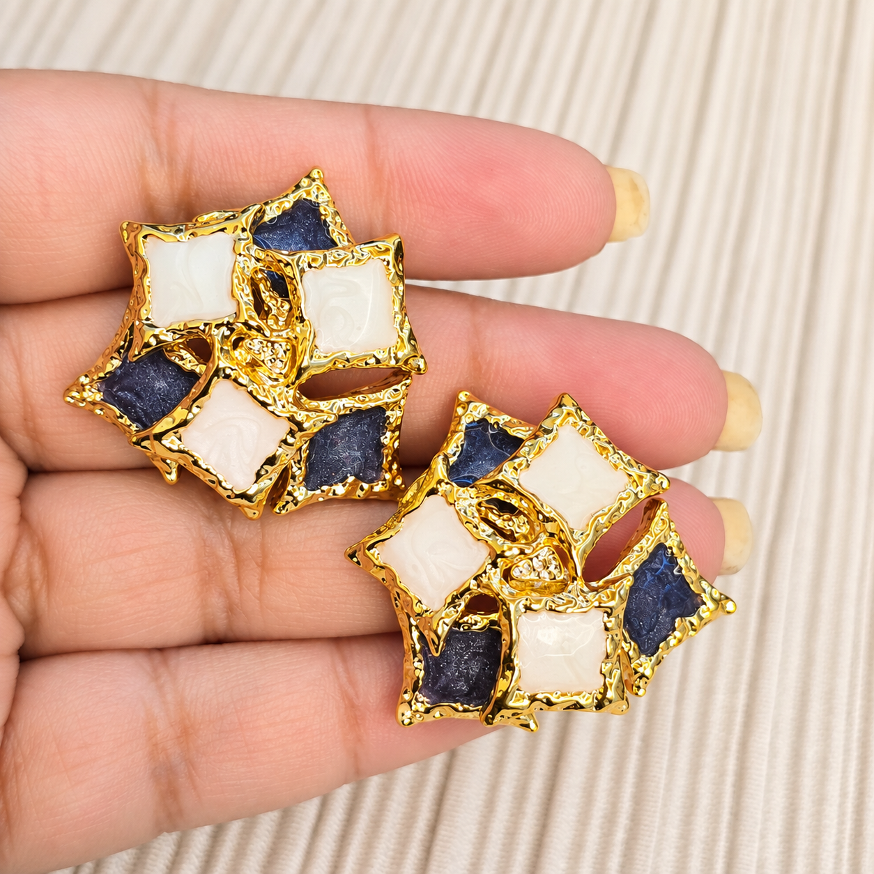 Pearl & Smoky Quartz Stud Earrings