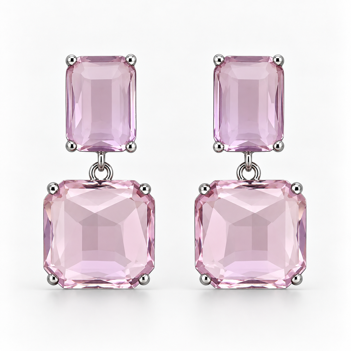 Pink Crystal Drop Earrings