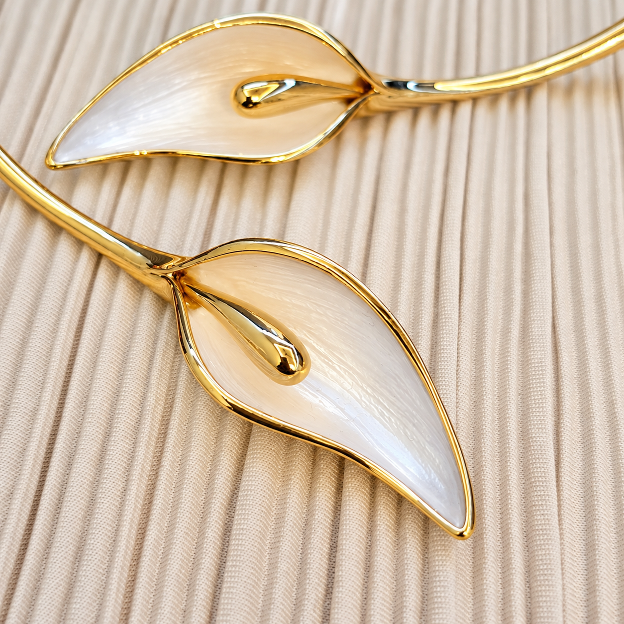 Pearl Leaf Drop Earrings