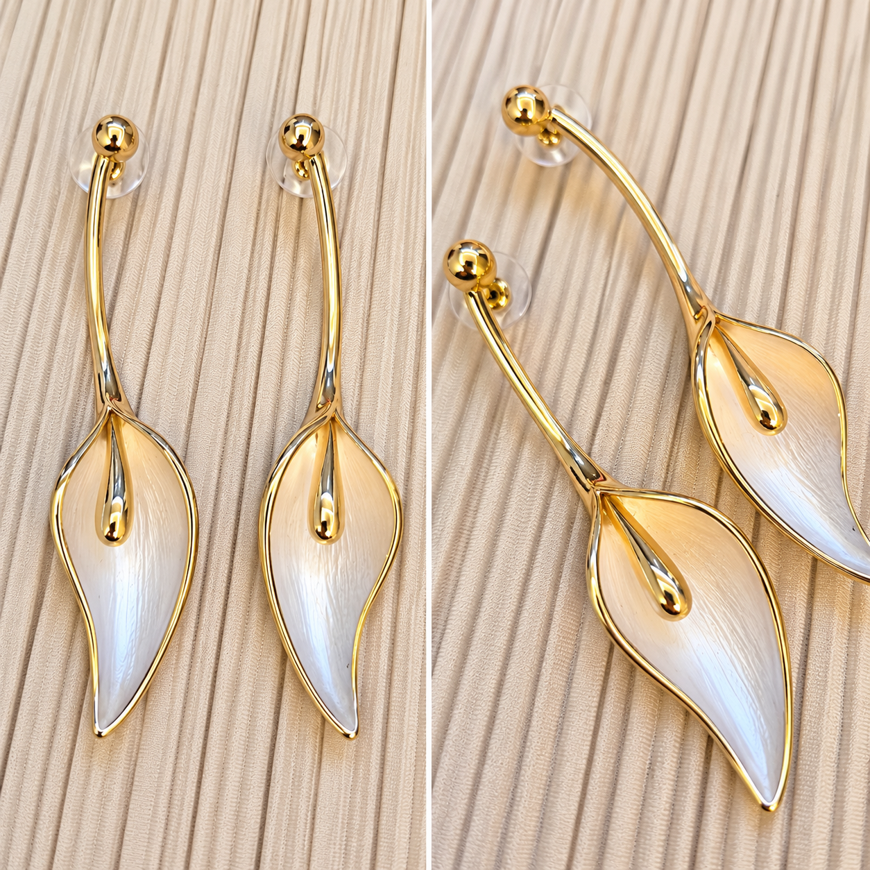Pearl Leaf Drop Earrings