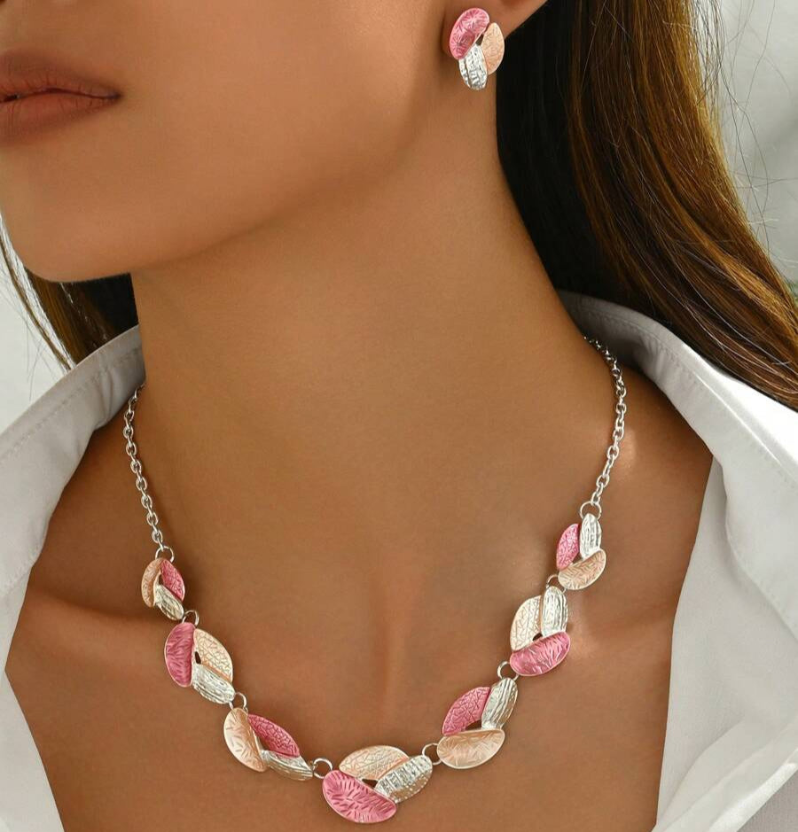 Pink & Silver Leaf