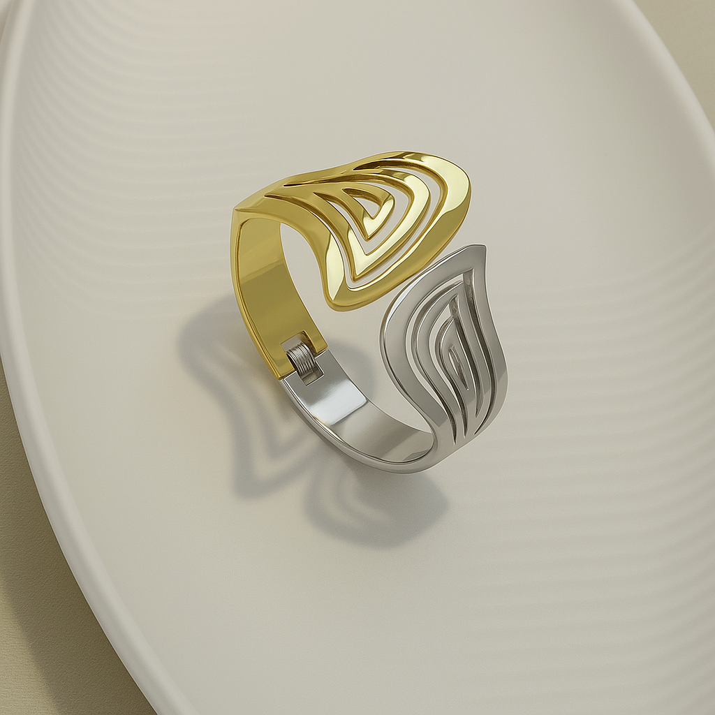 Two-Tone Gold & Silver Cutout Cuff