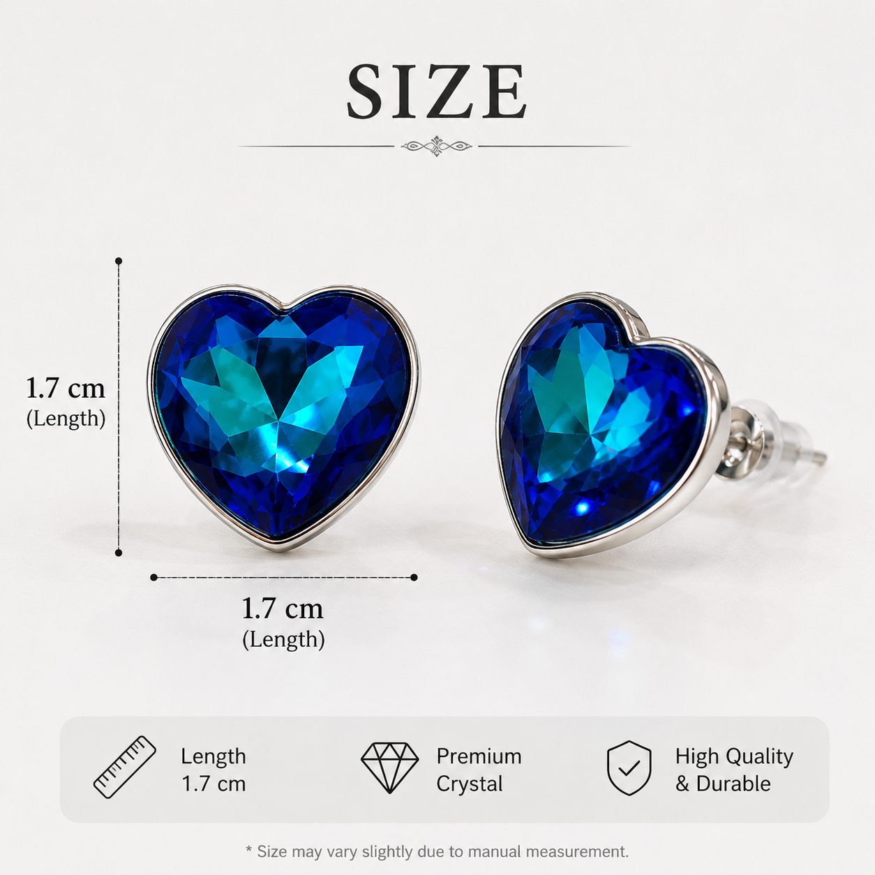 Royal Sapphire Heart Stud Earrings