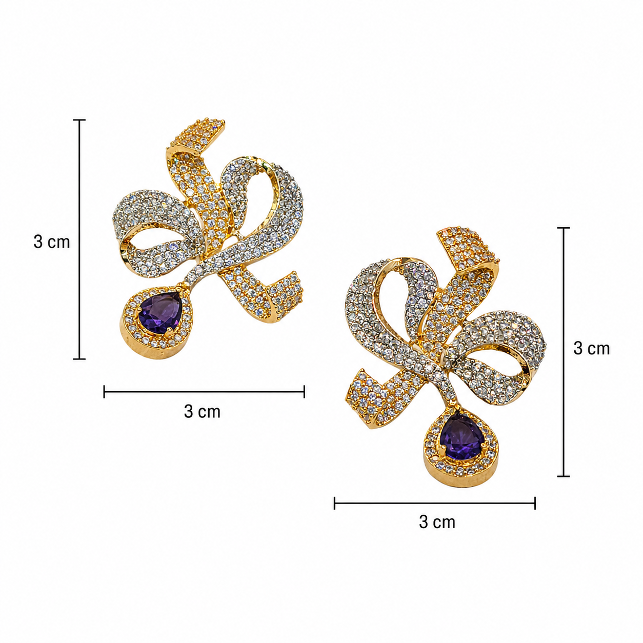 Royal Purple Drop Bow Earrings