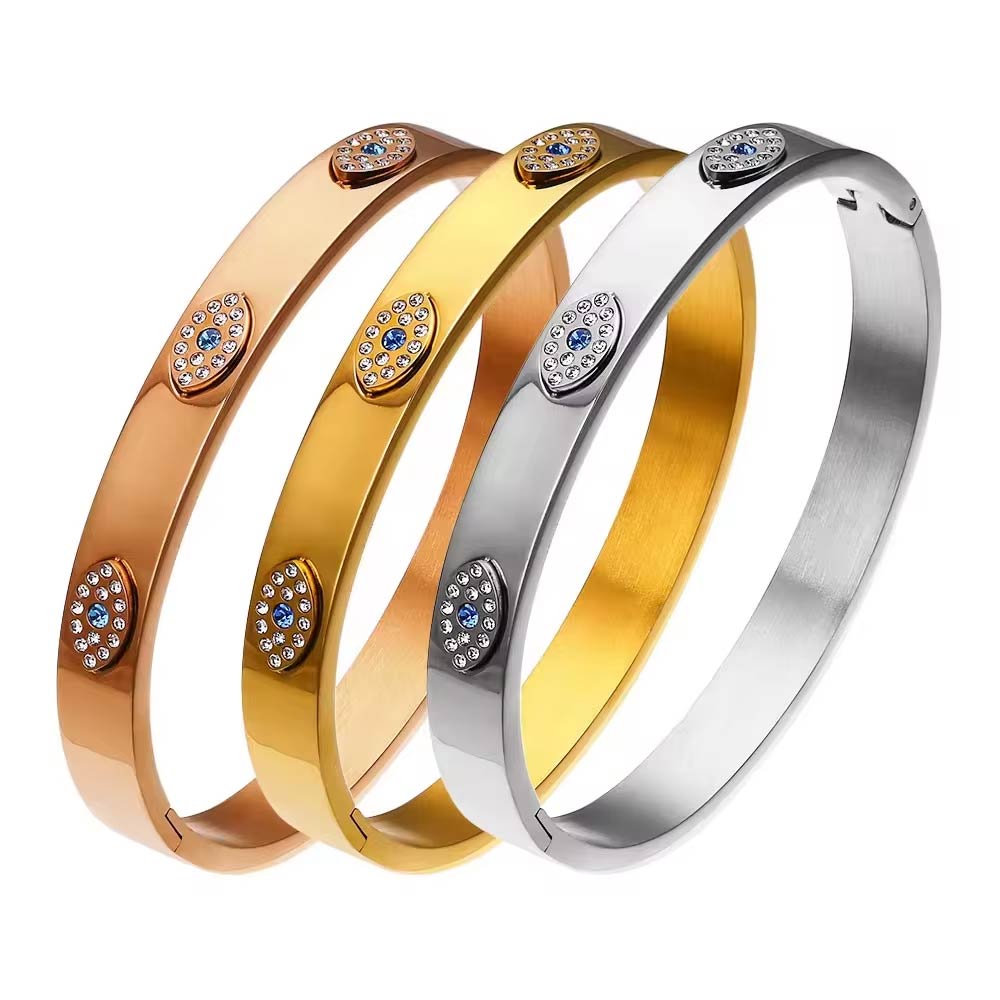 Evil Eye Silver Bangle