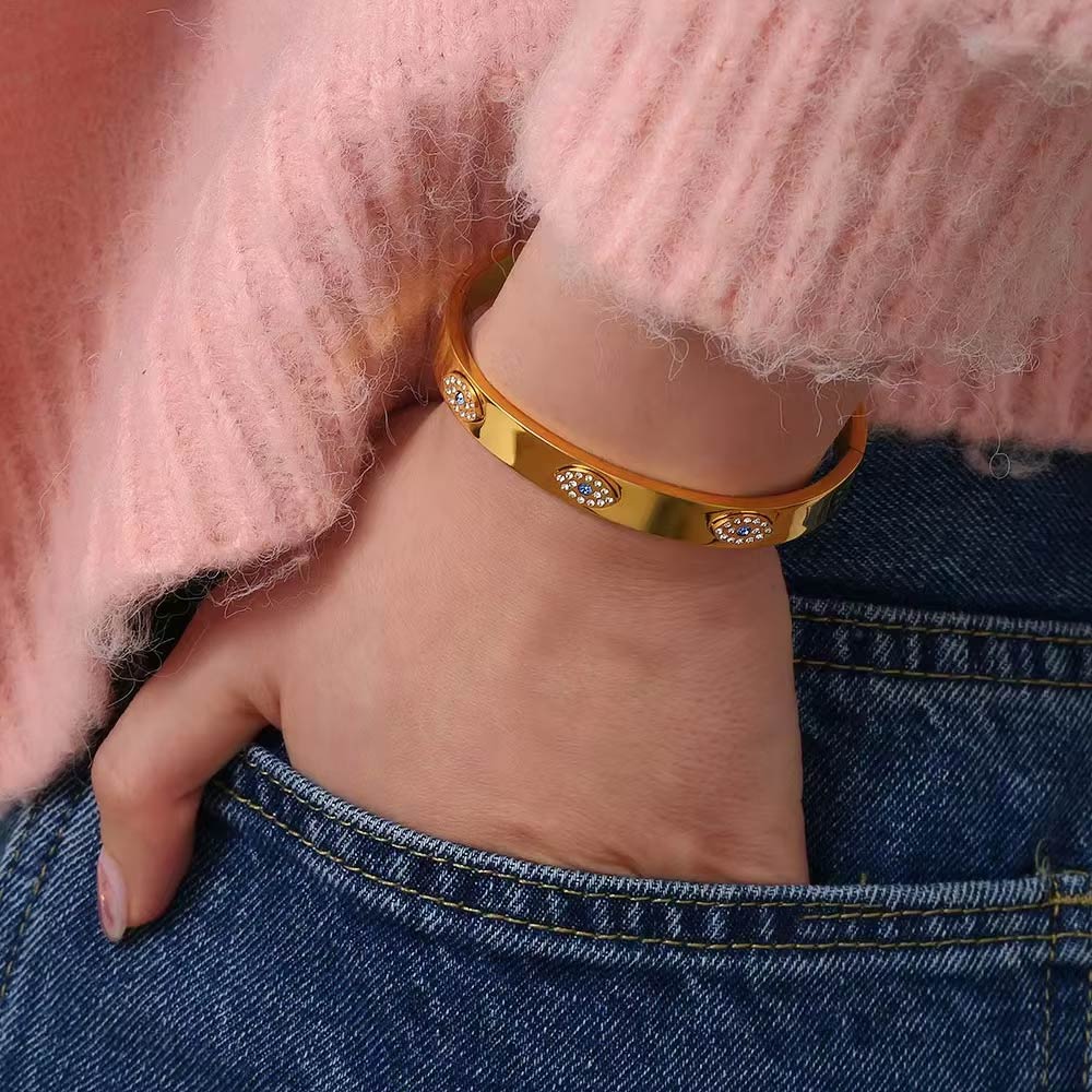 Evil Eye Gold Bangle