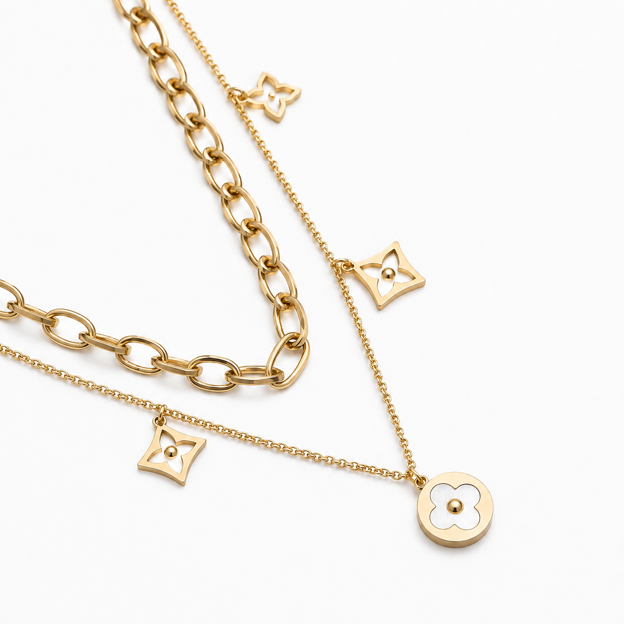 Golden Clover Layered Necklace