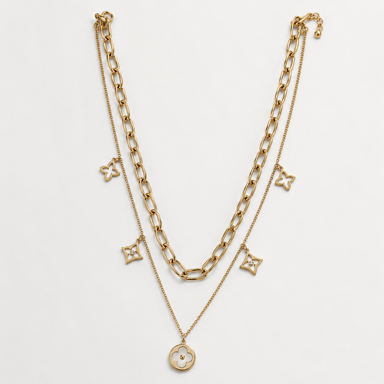 Golden Clover Layered Necklace