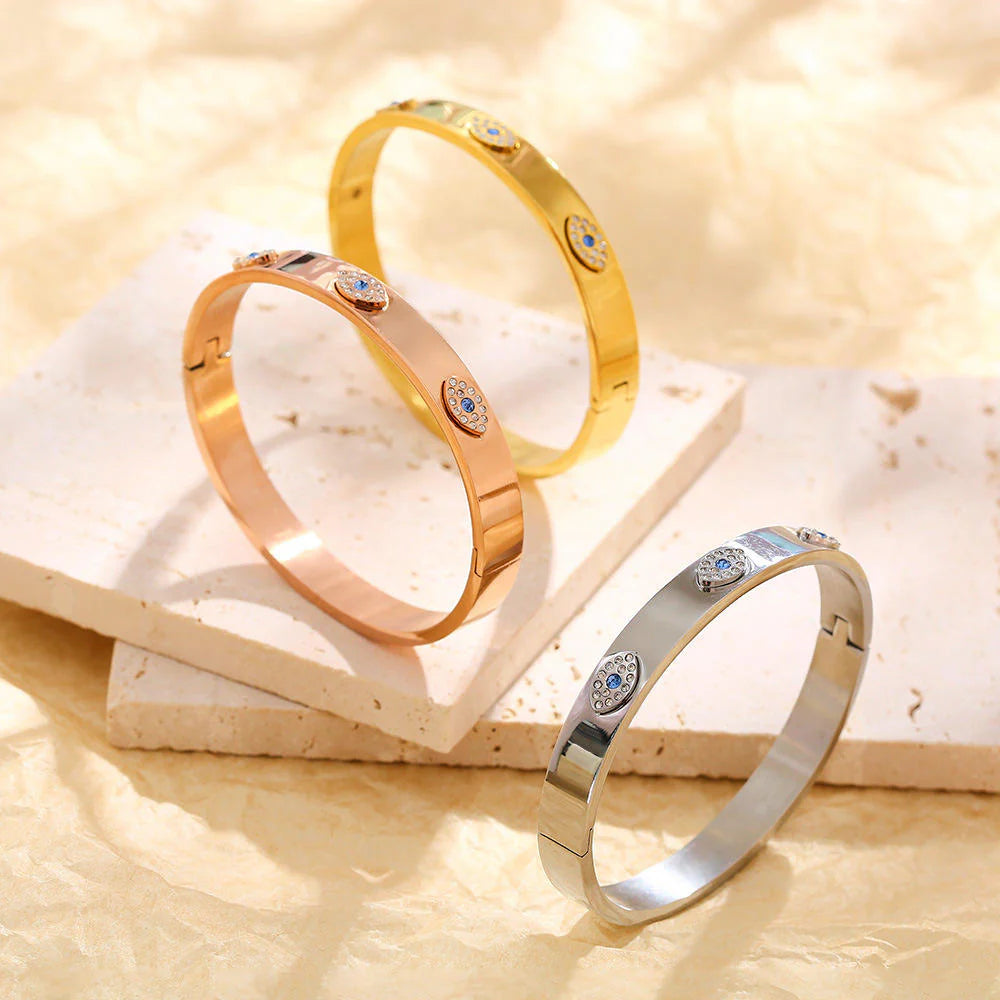 Evil Eye Silver Bangle