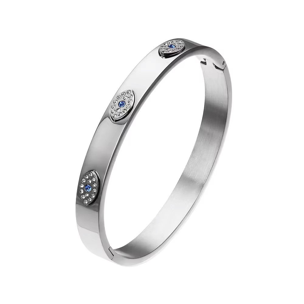 Evil Eye Silver Bangle