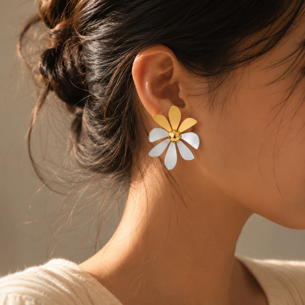Bloom Gold & Silver Petal Studs