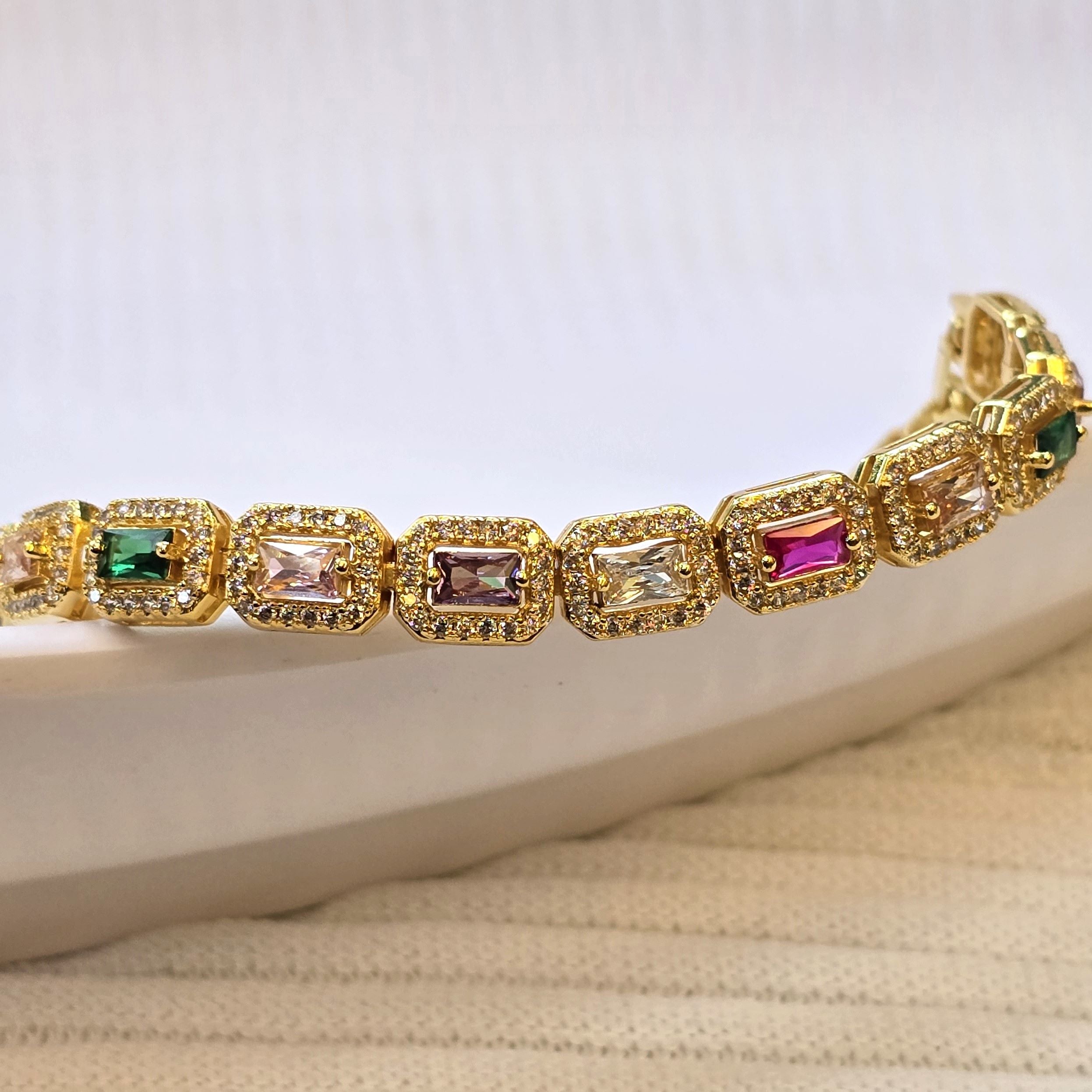 Multicolor Gemstone Tennis Bracelet