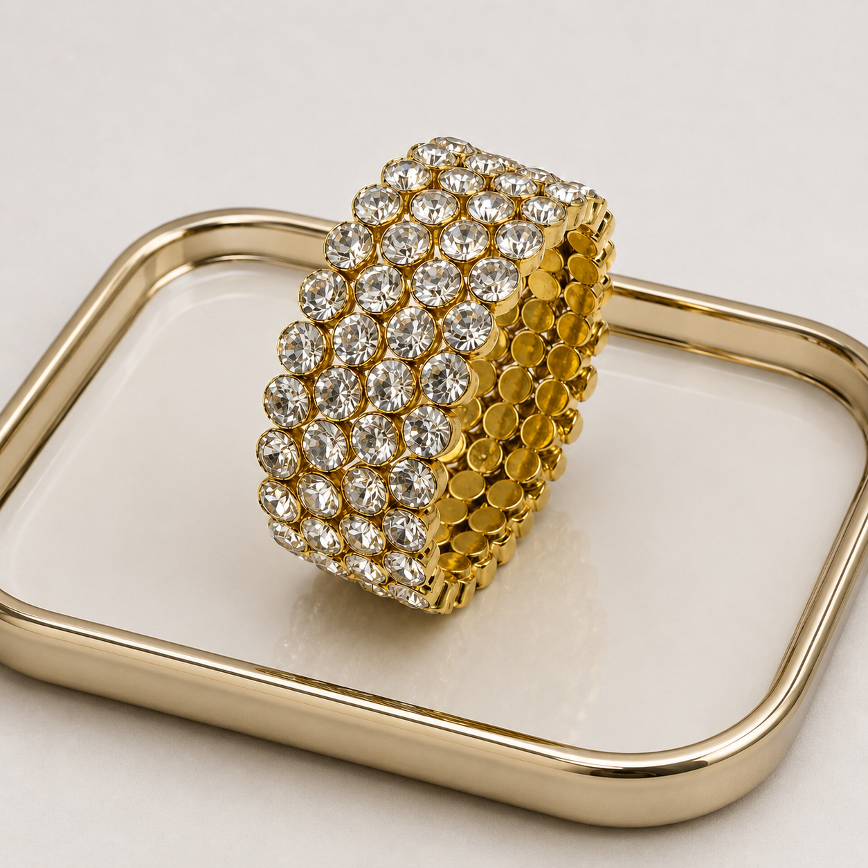 Crystal Gold Cuff Bracelet – 4 Layered