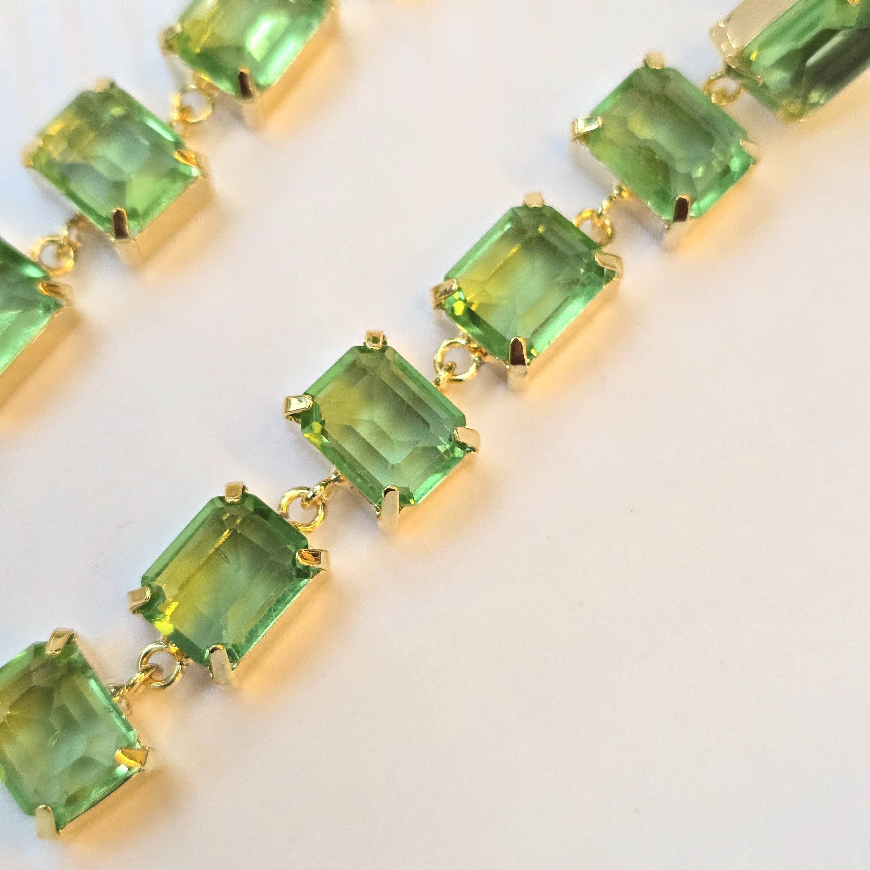Green Crystal  Drop Earrings