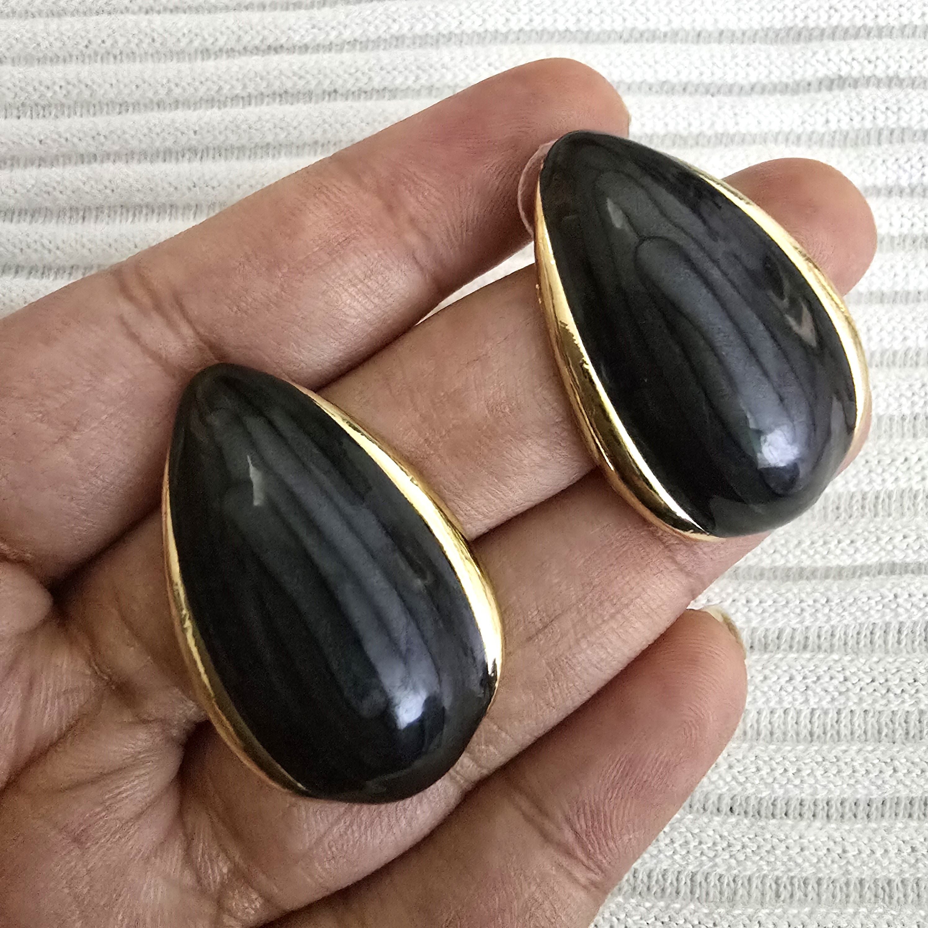 Midnight Teardrop Studs