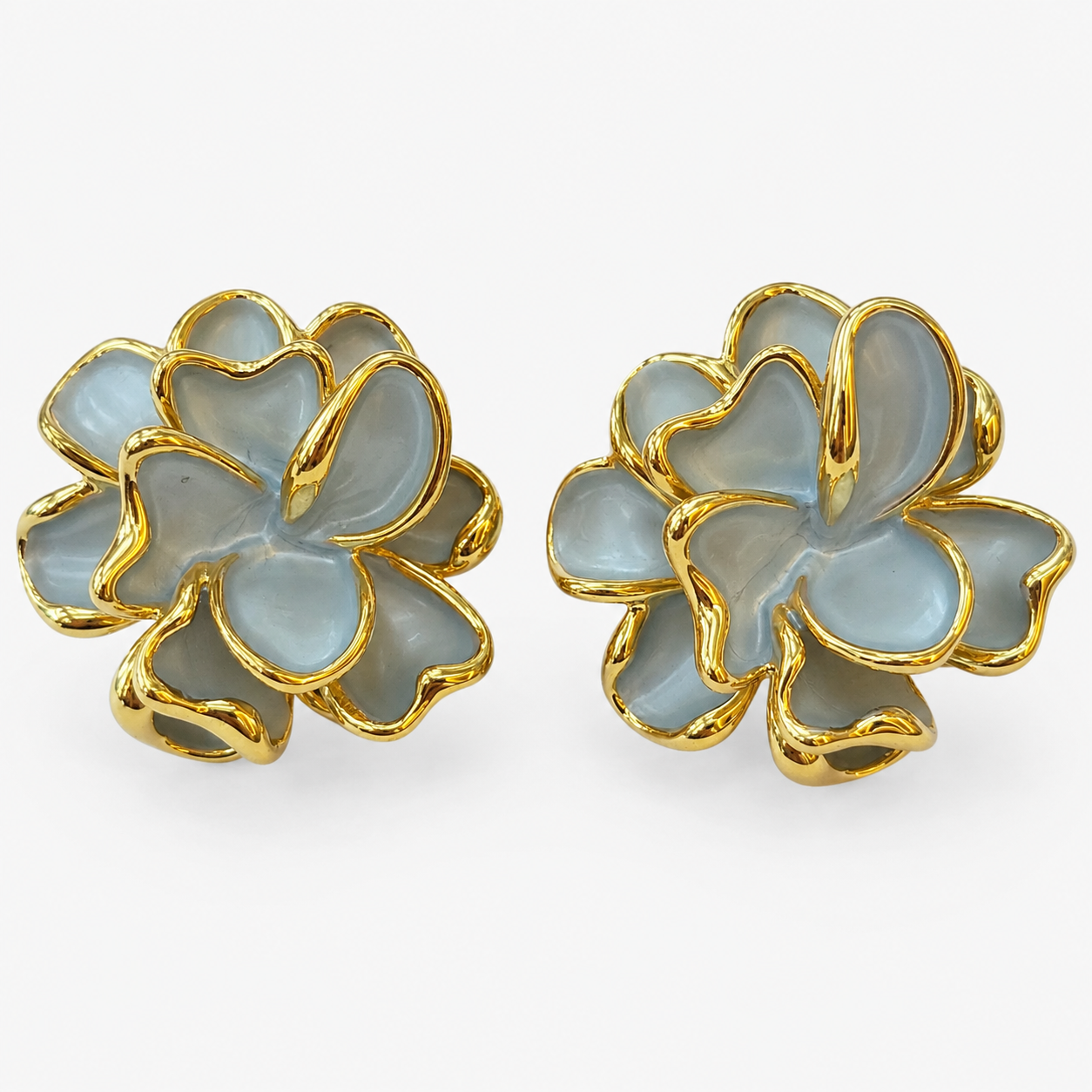 Grey Floral Stud Earrings