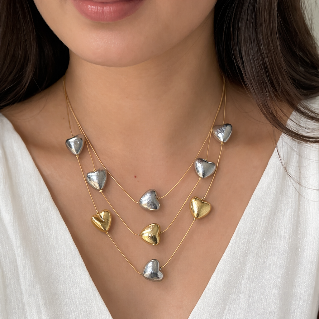 String Of Hearts Layered Statement Necklace