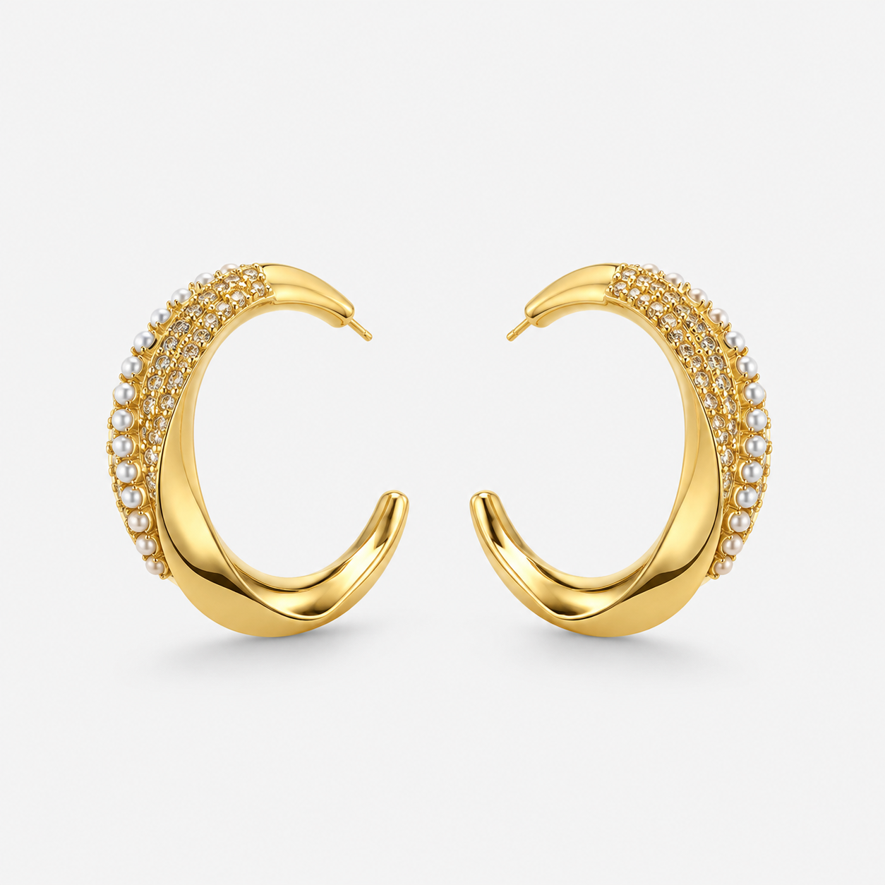 Pearl Luxe Half Hoop Earrings