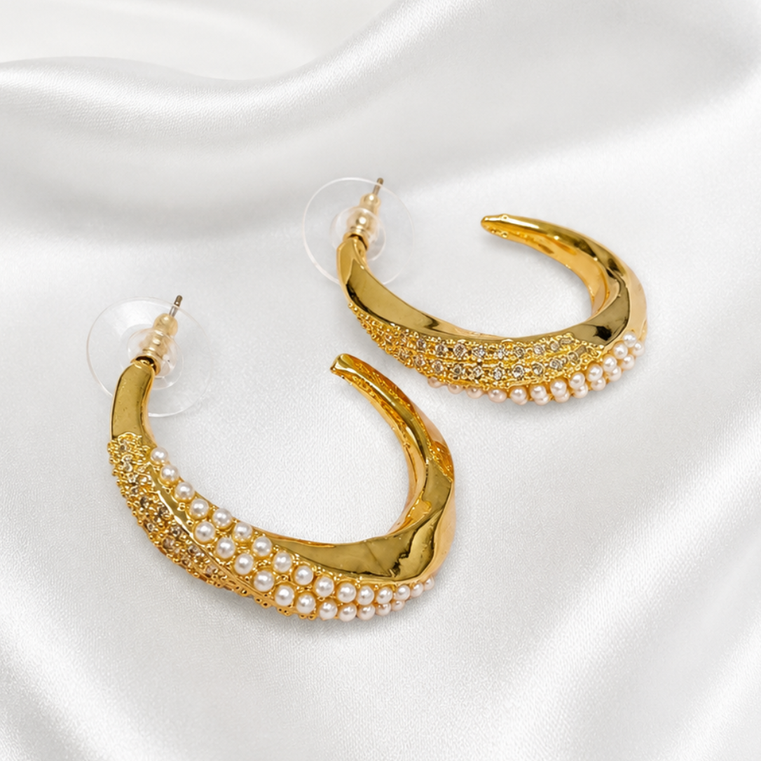 Pearl Luxe Half Hoop Earrings