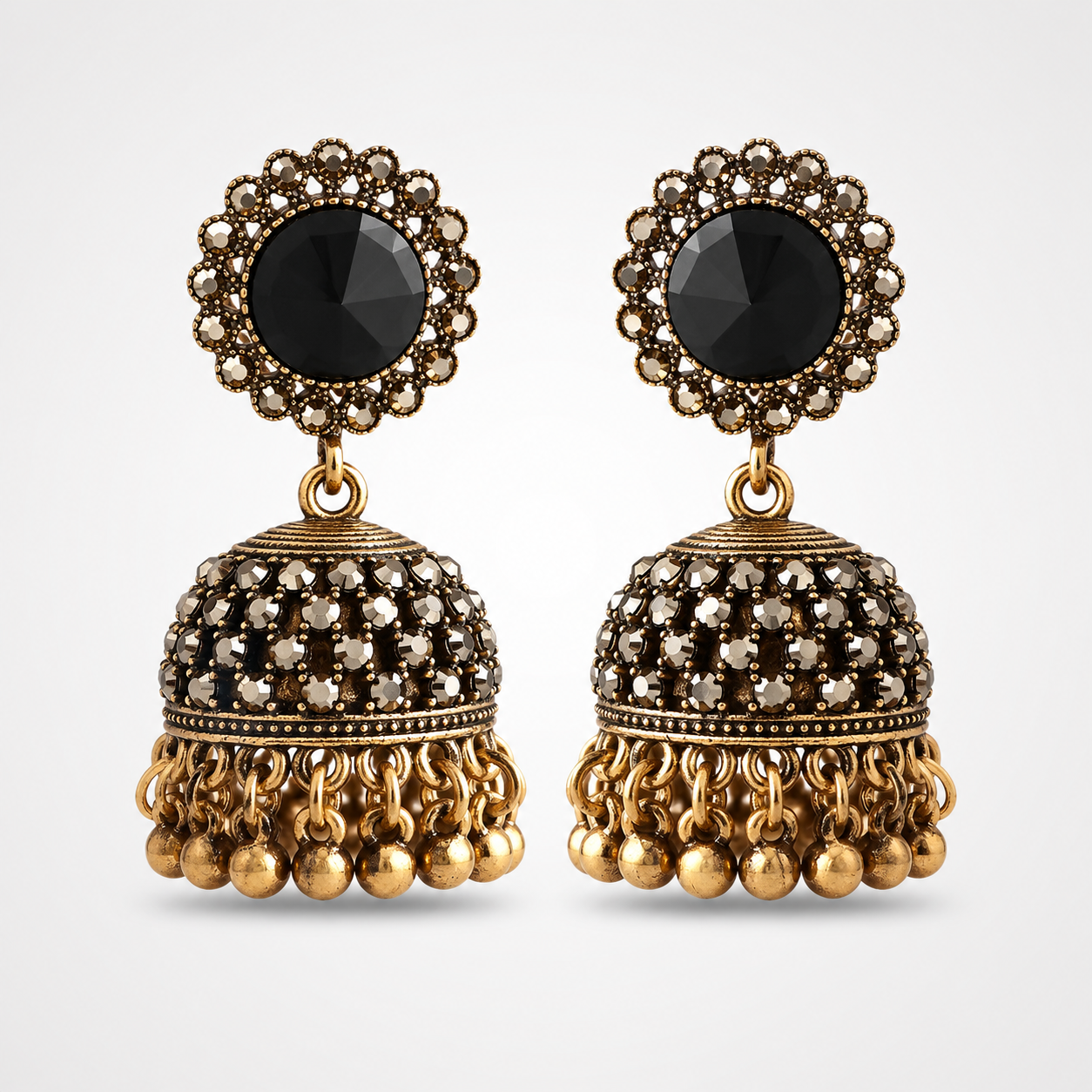 Crystal Dome Jhumka Earrings