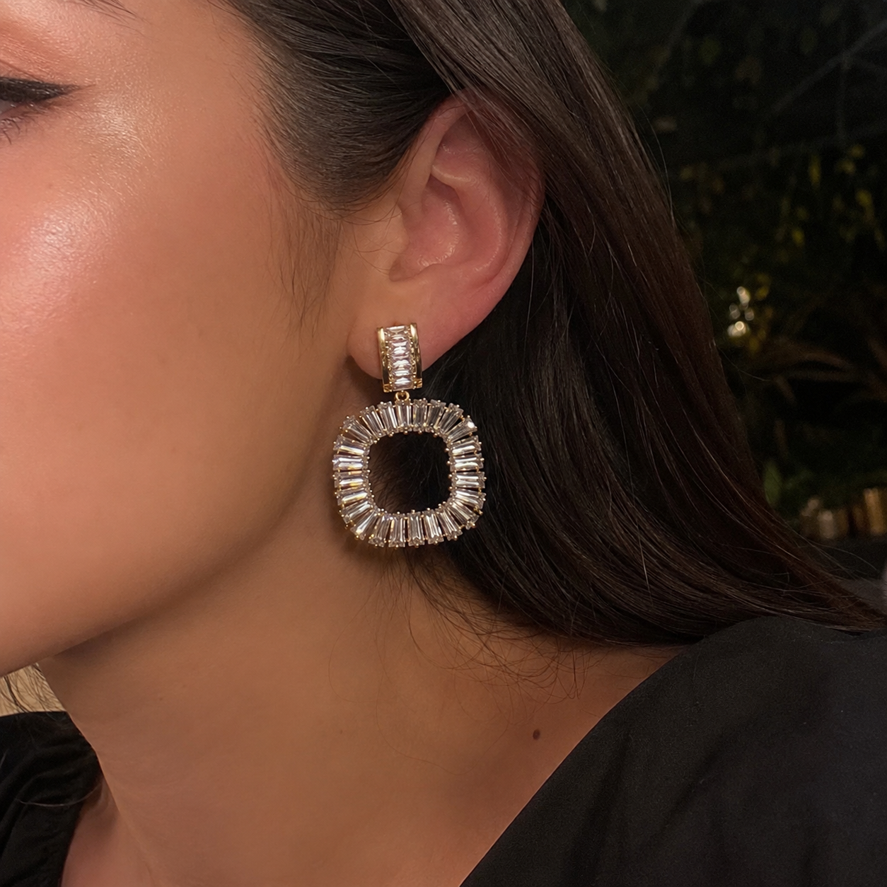 Baguette Crystal Statement Earrings