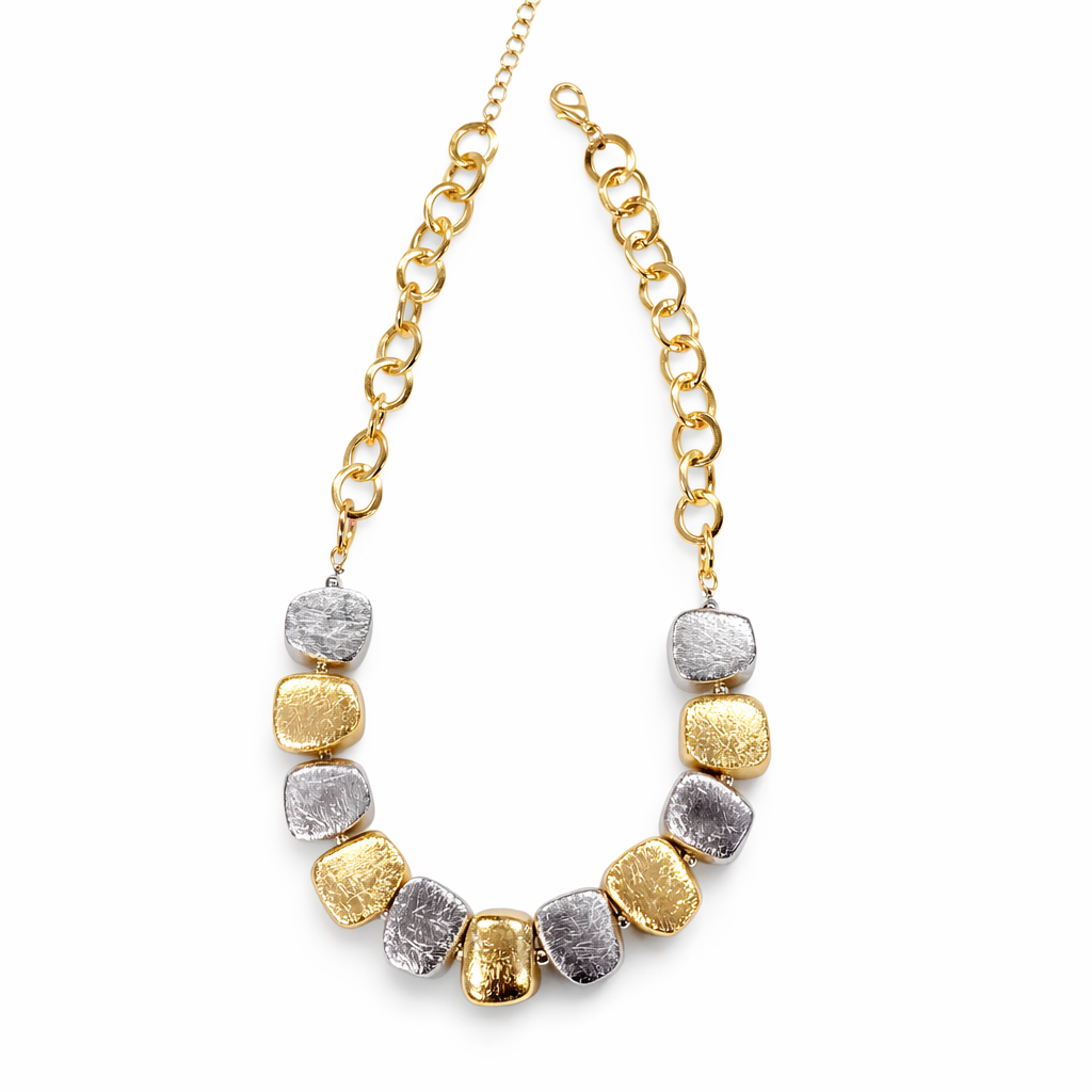 Textured Squared Statement Necklace