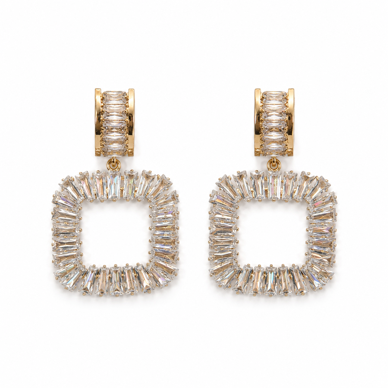 Baguette Crystal Statement Earrings