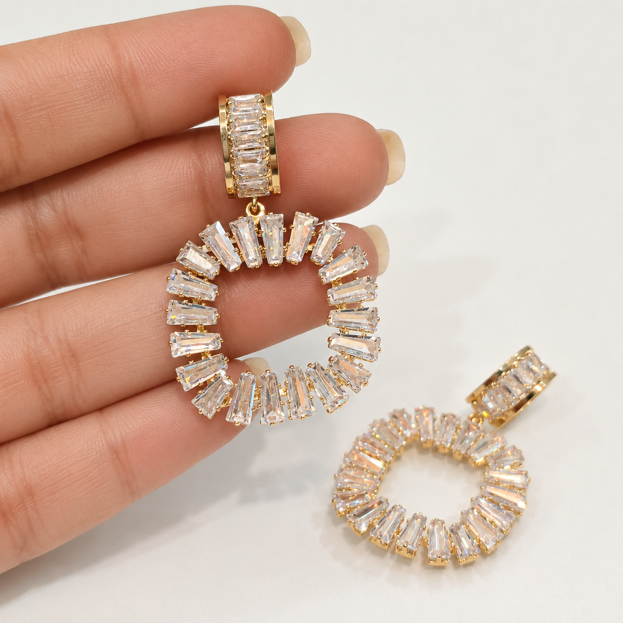 Baguette Crystal Statement Earrings