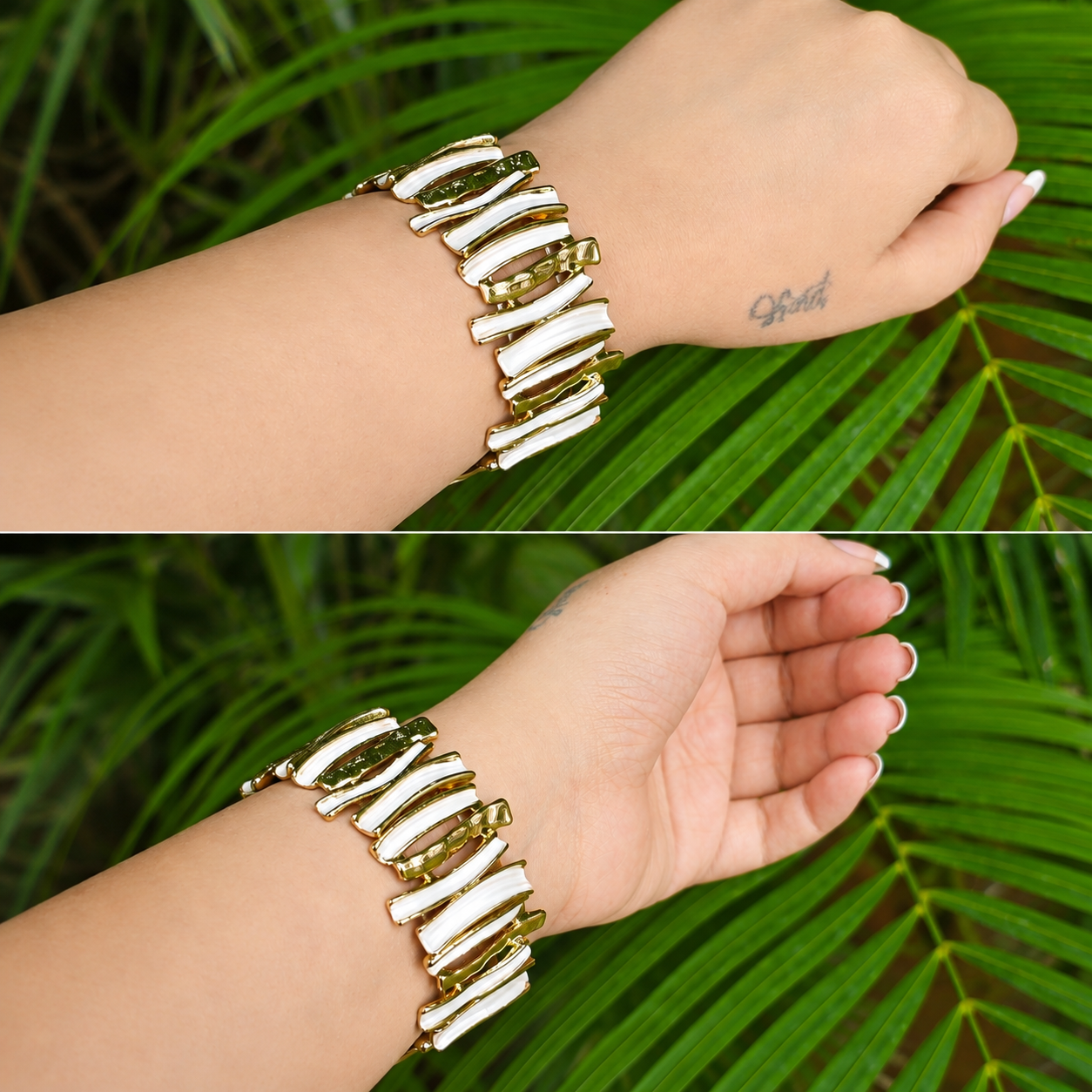 Ivory Wave Gold-Tone Statement Cuff Bracelet